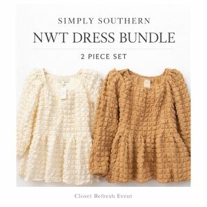 Simply Southern NWT Textured Babydoll Dress Bundle – Size Small – 2 Piece Set
